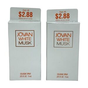 Jovan White Musk Womens‎ Cologne Spray .375 Fl Oz LOT OF 2 Travel Gift Size NIB
